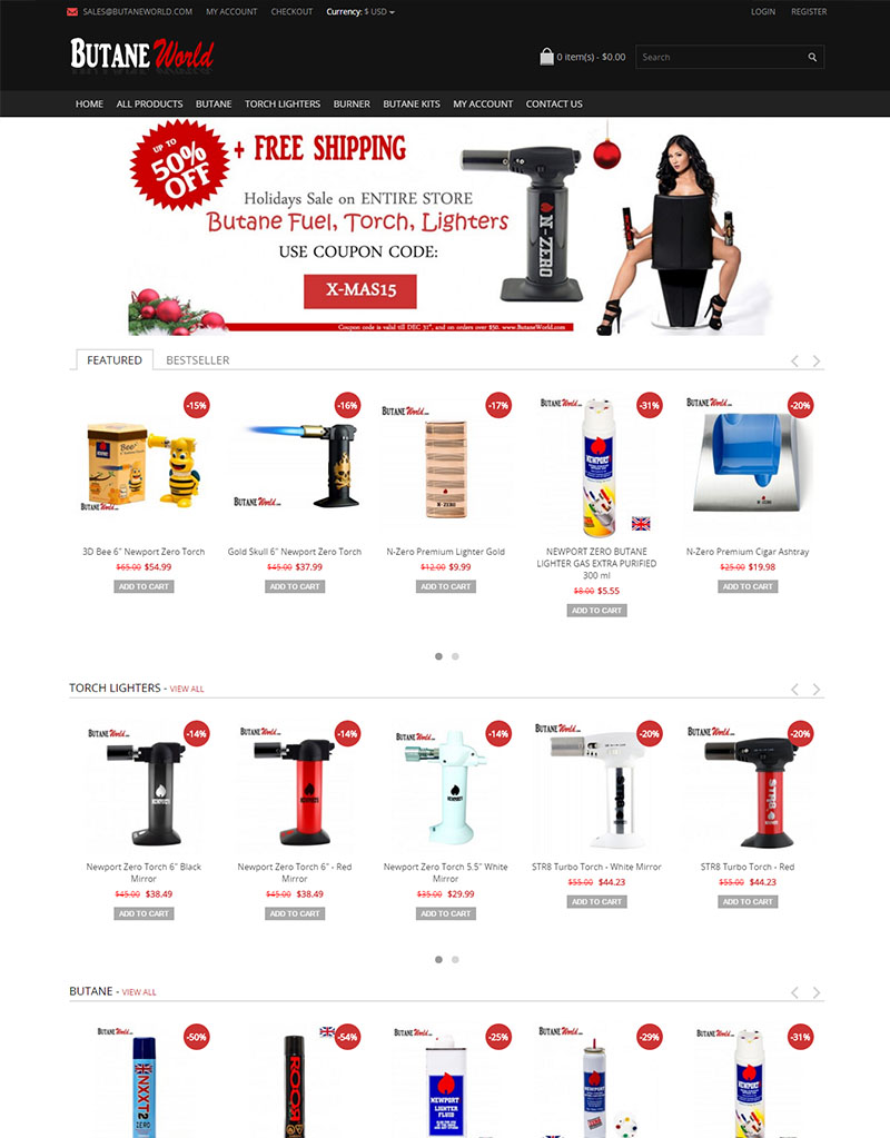 Butane World Online Store E-commerce Website Digital Marketing